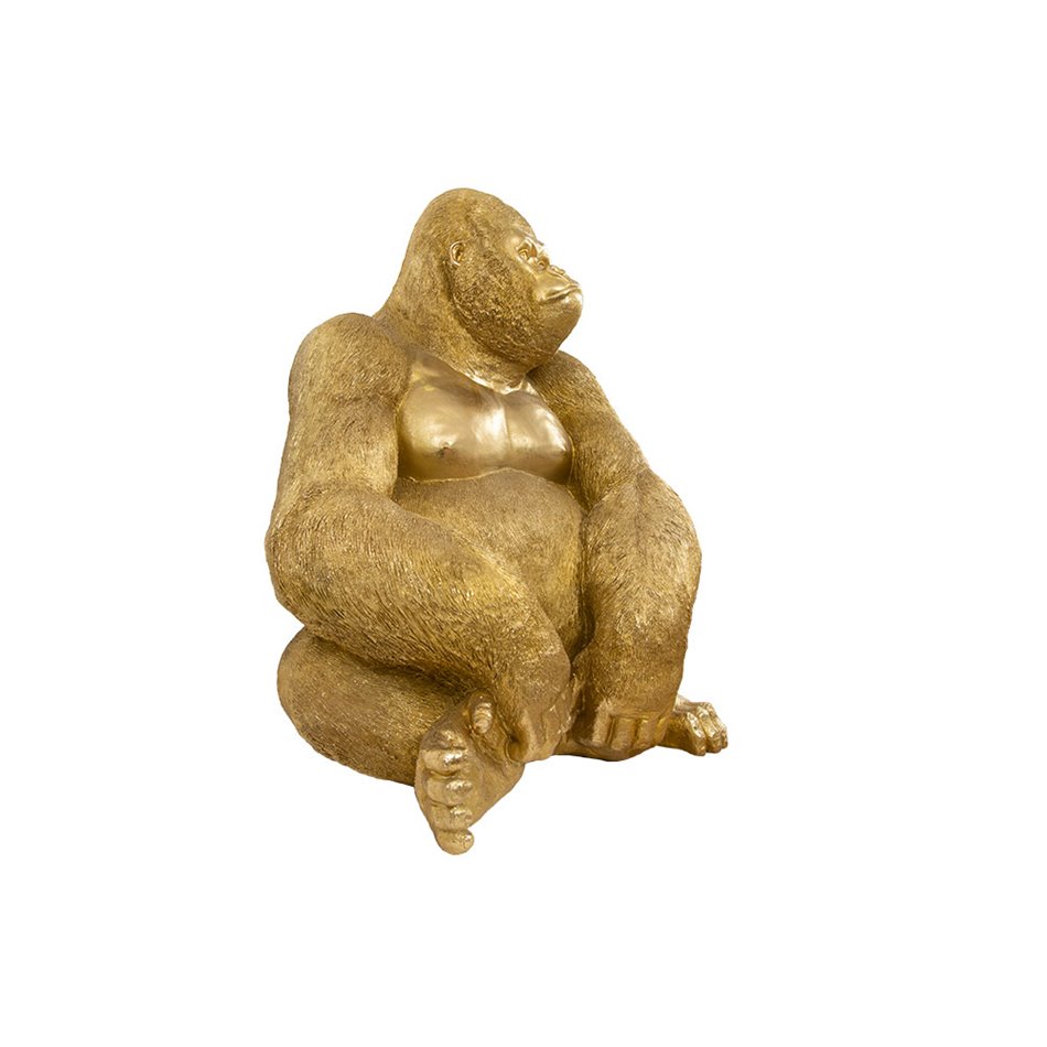 Decorative figure Golden gorilla, gold, 69x54x91cm