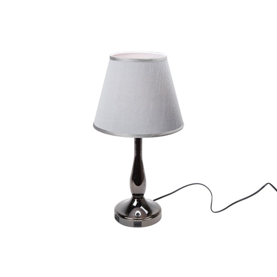 Table lamp Follebo, D250xH46.5cm, grey shade/black chrome