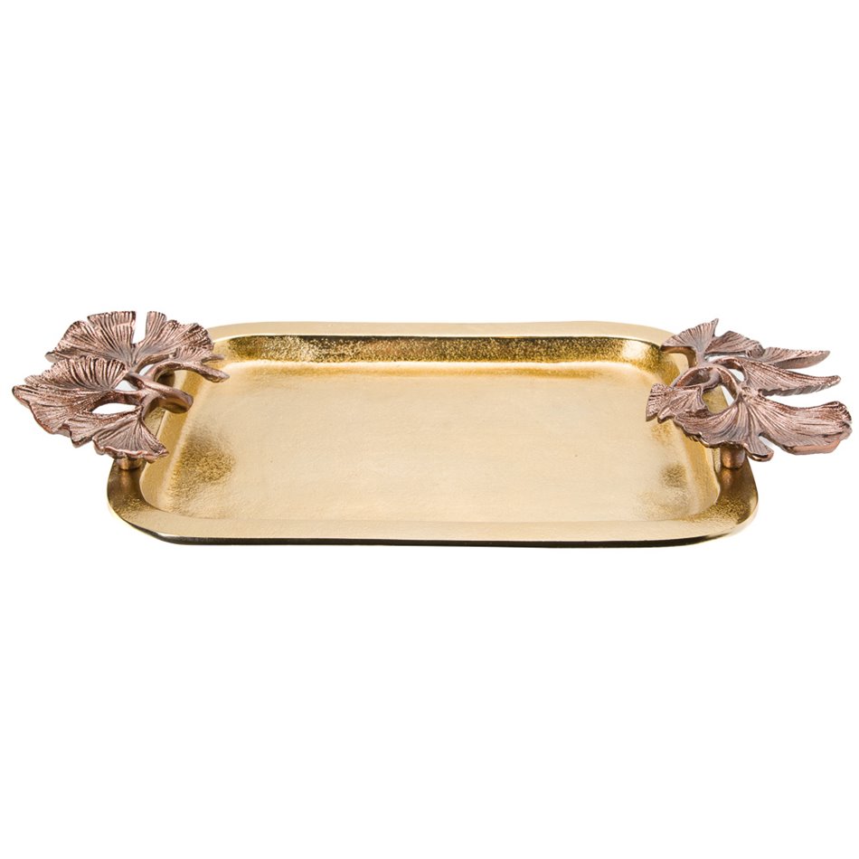 Decorative rectangular tray w/ginko leaf  Bafia, 45x26cm