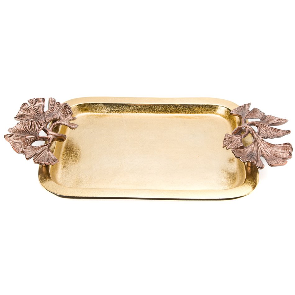 Decorative rectangular tray w/ginko leaf  Bafia, 45x26cm