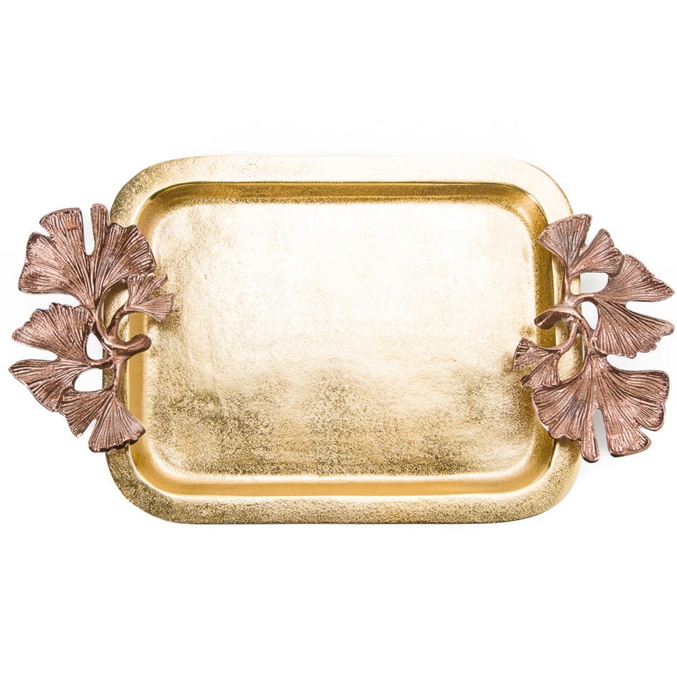 Decorative rectangular tray w/ginko leaf  Bafia, 45x26cm