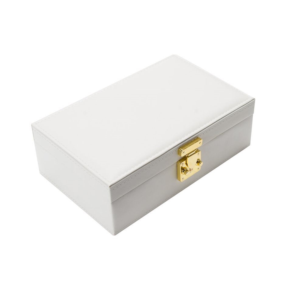 Jewellery box Hannja, beige PU/ beige velvet, H9x27x18cm