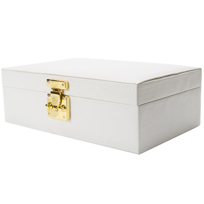 Jewellery box Hannja, beige PU/ beige velvet, H9x27x18cm
