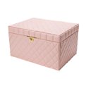 Jewellery box Harena, pink PU/ beige velvet, H20x34x26cm