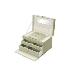 Jewellery box Hadamar, ligh.green PU/beige velv.,H17x28x18cm
