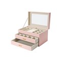 Jewellery box Harena, pink PU/ beige velvet, H17x28x18cm