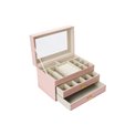 Jewellery box Harena, pink PU/ beige velvet, H17x28x18cm