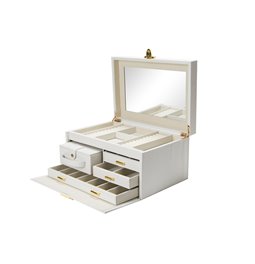Jewellery box Hade, beige PU/beige velvet, H17x33x23cm