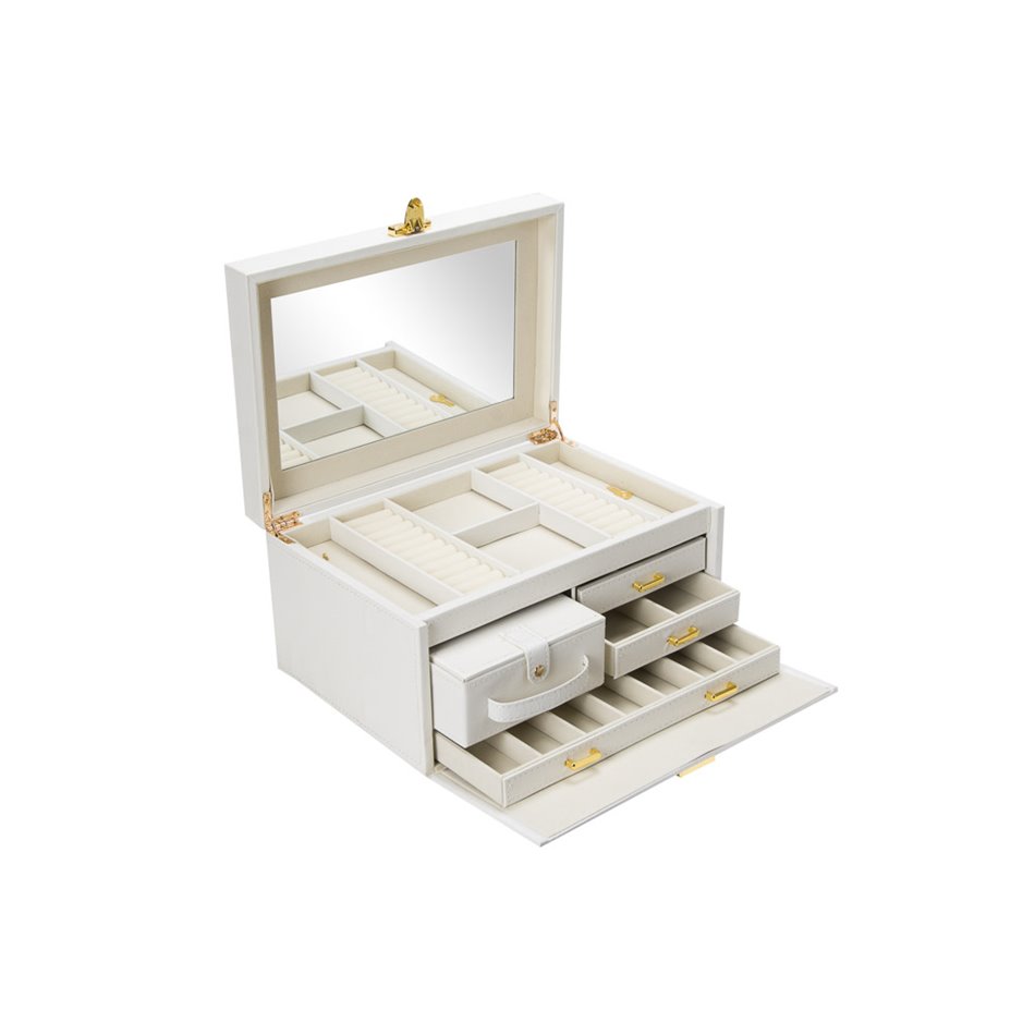 Jewellery box Hade, beige PU/beige velvet, H17x33x23cm