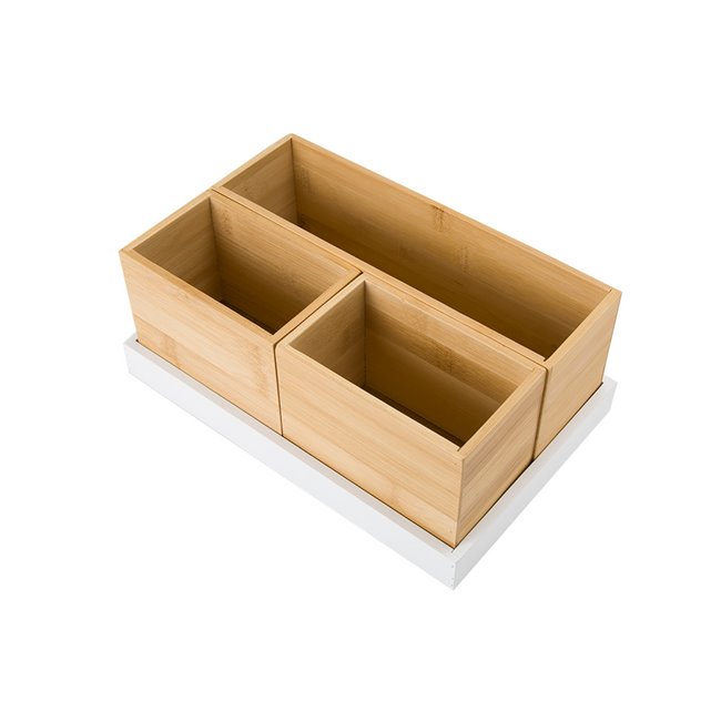 Organizer-box Modern, white, 4 sections with plate, H11x28x17.5cm (4x H10x13x8cm)