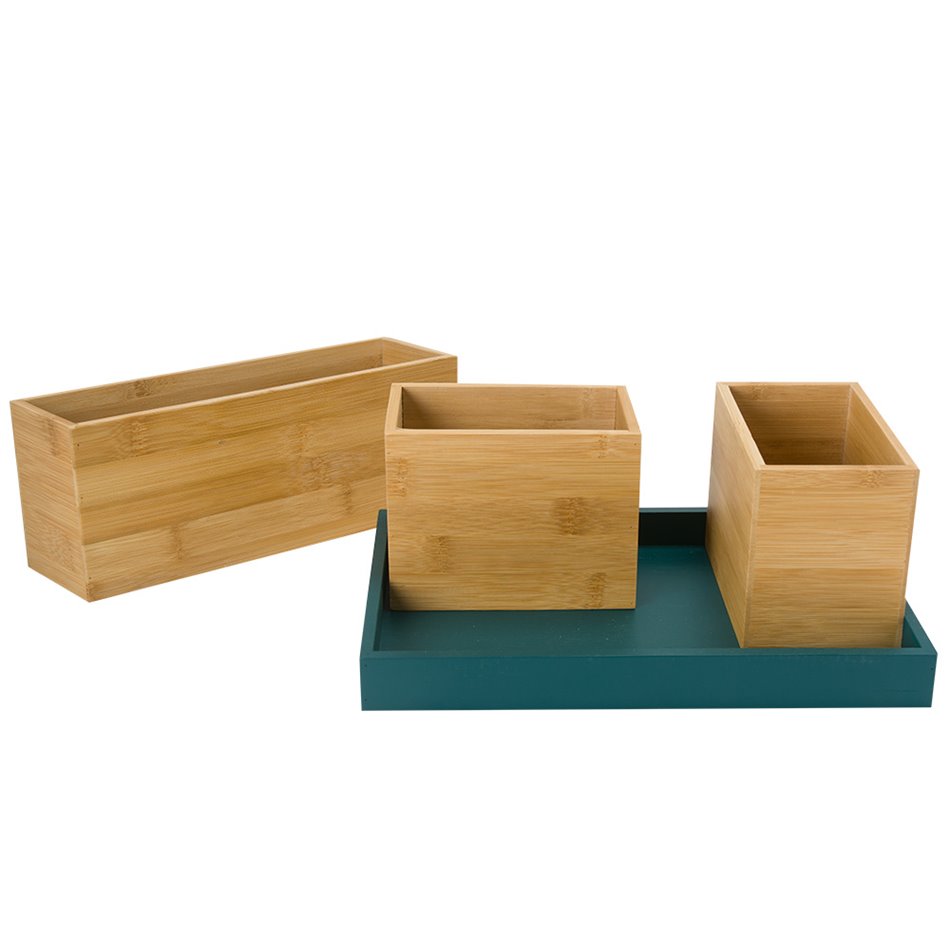 Organizer-box Modern, teal, 4 sections with platei, H11x28x17.5cm (4x H10x13x8cm)