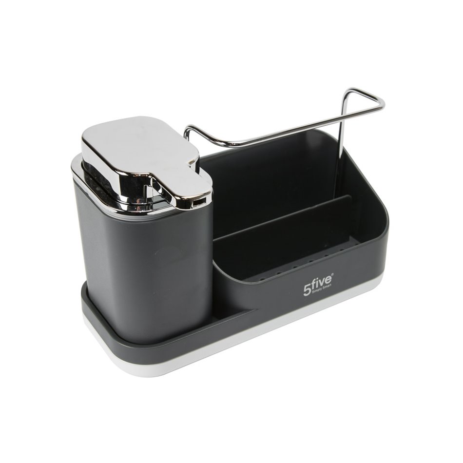 Держатель для кухонных принадлежностей  и дозатор для мыла, серый, 0.3l, H14x21x9cm