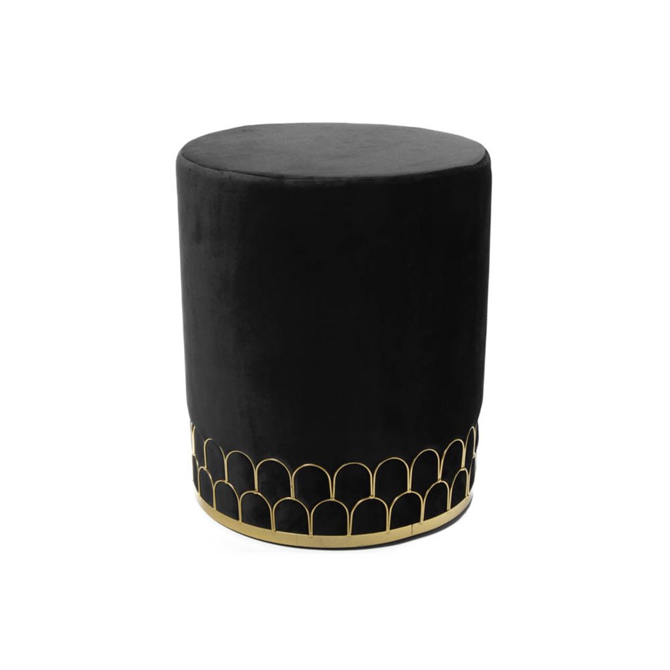 Pouff Black, velvet, H42 x D36cm