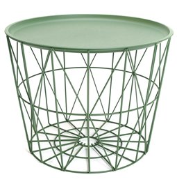 Side table Filaire, green, metal, H40xD52.5cm