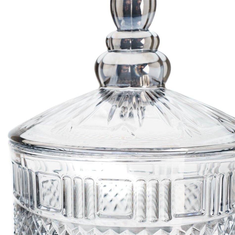 Glass jar with tap, grey, D20x52cm