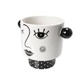 Flowerpot Woman, ceramic, black/white, 22x17x15cm