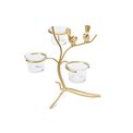 Candle holder Tree, metal/glass, golden, 19x15x21cm