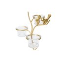 Candle holder Tree, metal/glass, golden, 19x15x21cm