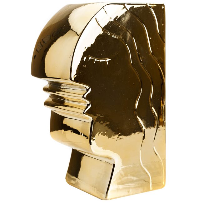 Ceramic vase Face, golden, 26x16x11cm