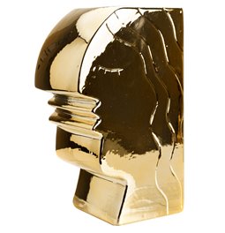 Ceramic vase Face, golden, 26x16x11cm