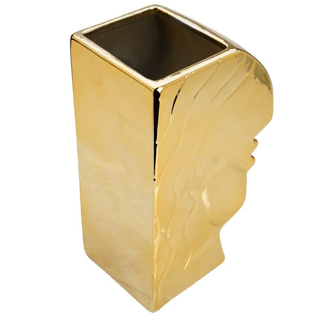 Ceramic vase Face, golden, 26x16x11cm