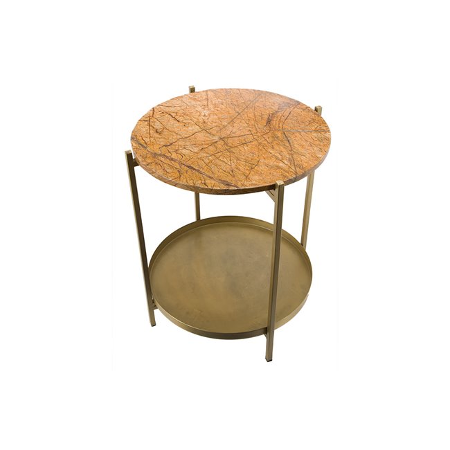 Стол Lizi, латунь под старину / искусственная мраморная поверхность, D41x51см