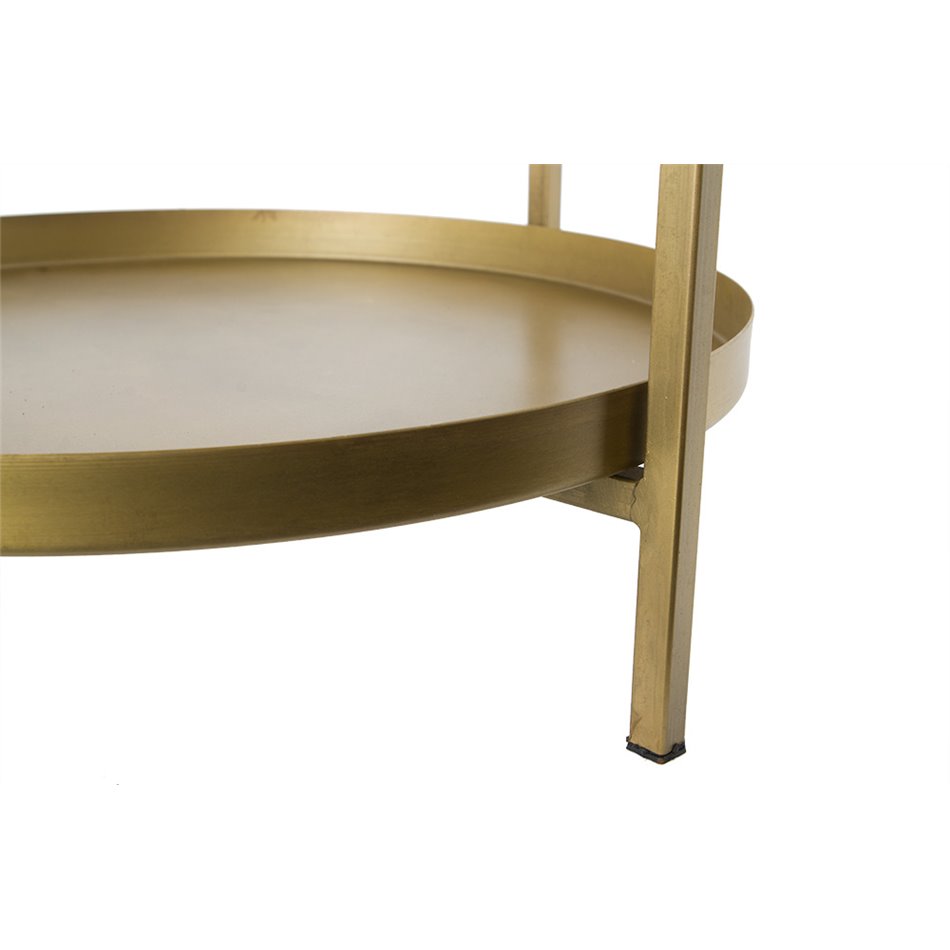 Table Lizi, brass antique/ artificial marble top, D41x51cm