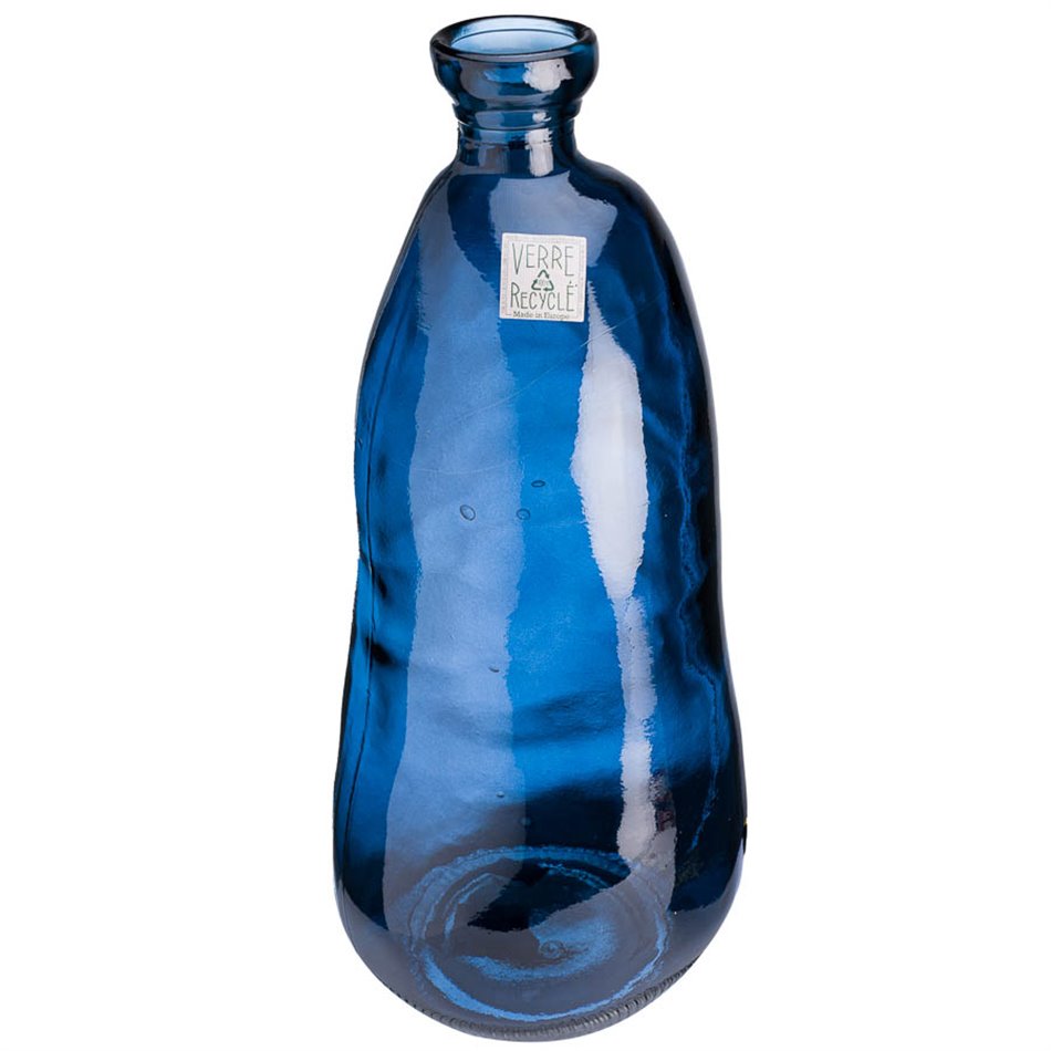 Vase Bottle blue, glass, H51cm, D23cm