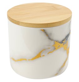 Storage jar with bamboo lid, ceramic, D10x9cm