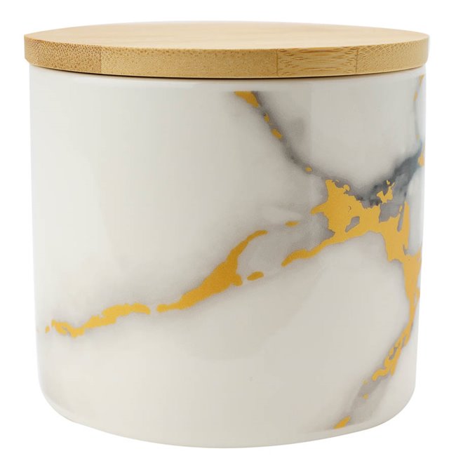Storage jar with bamboo lid, ceramic, D10x9cm