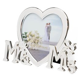 Photo frame Wedding, 10x10cm, metal, silver, H12x18cm