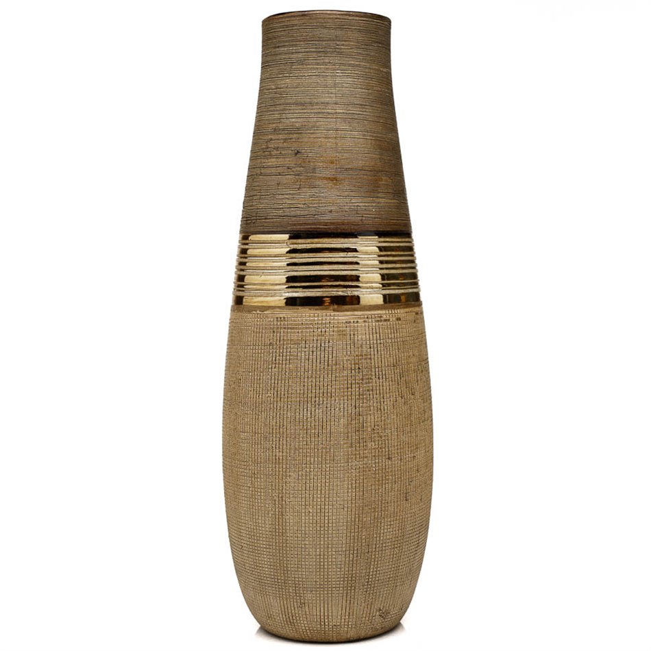 Vase Bradora, beige, ceramic, H36cm, D12.5cm