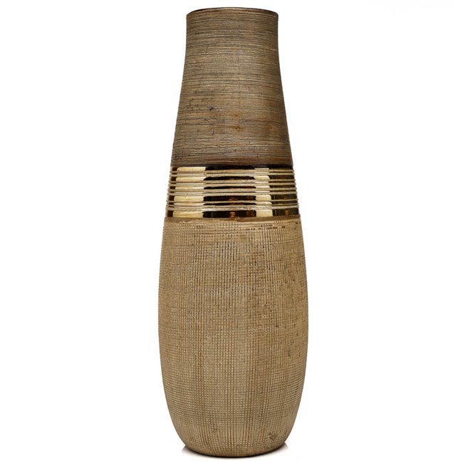 Vase Bradora, beige, ceramic, H36cm, D12.5cm