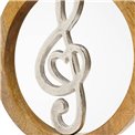 Decor music key, mango wood, H28x26cm