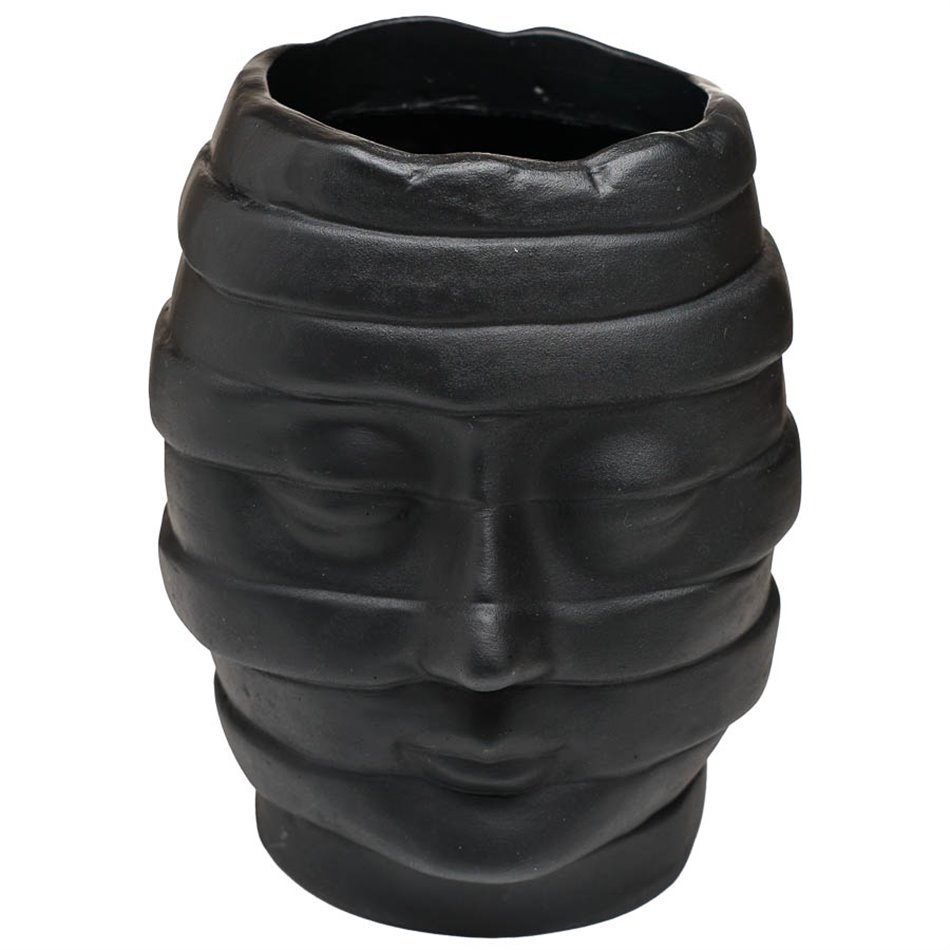 Vase Head , black, 15x15x19cm