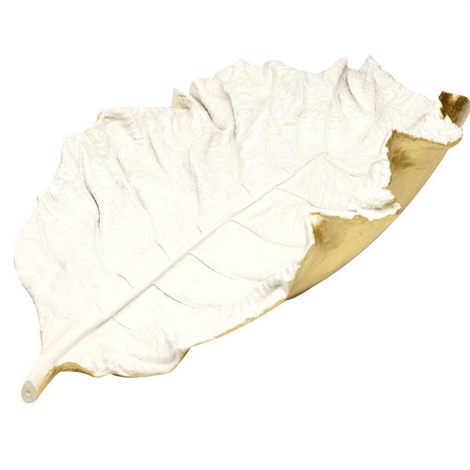 Decorative tray Oak leaf, golden, 35x22.5x9cm