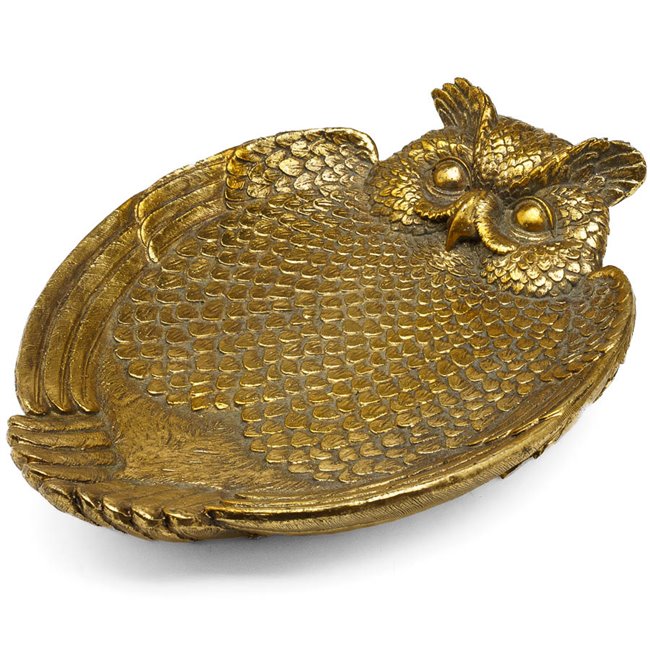 Decorative tray Owl, golden, 31x22.5x6.5cm