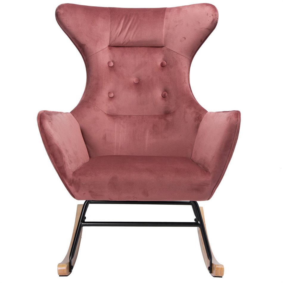 Rocking chair Dammari 44,pink,velvet,H96x68x74cm,seat h.40cm