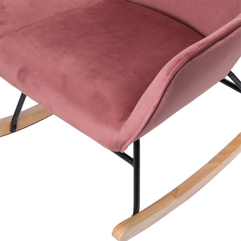 Rocking chair Dammari 44,pink,velvet,H96x68x74cm,seat h.40cm