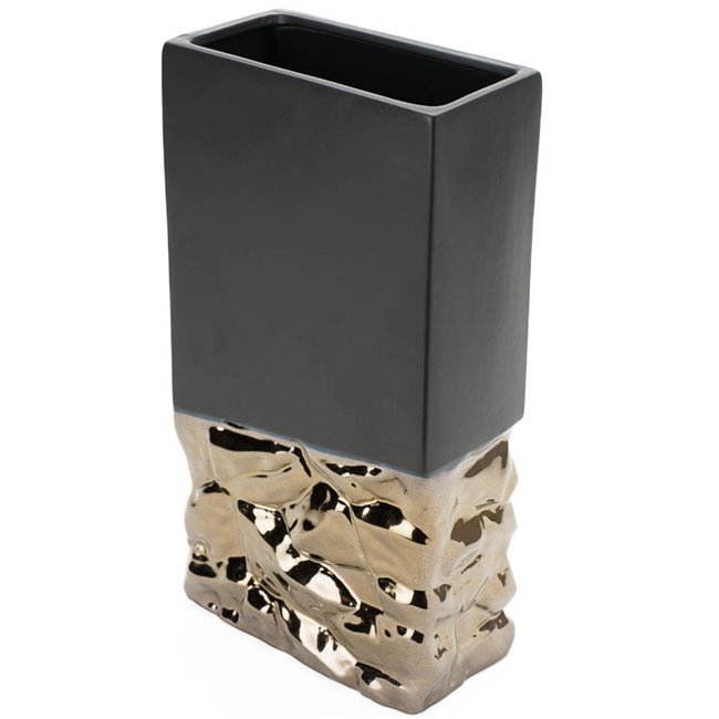 Vase Canyon, black/gold, 17x10x31cm