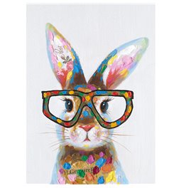 Painting Colourful Bunny with Glasses, 50x70cm