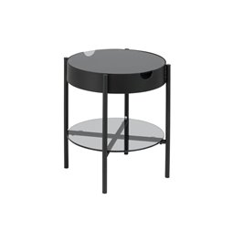 Coffee table Atipton, black/grey, glass top, H50cm, D45cm