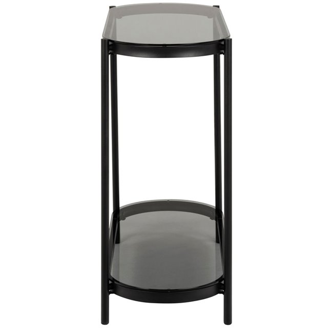 Console Ayonne, oval, black/grey, glass top, H76x86x35cm