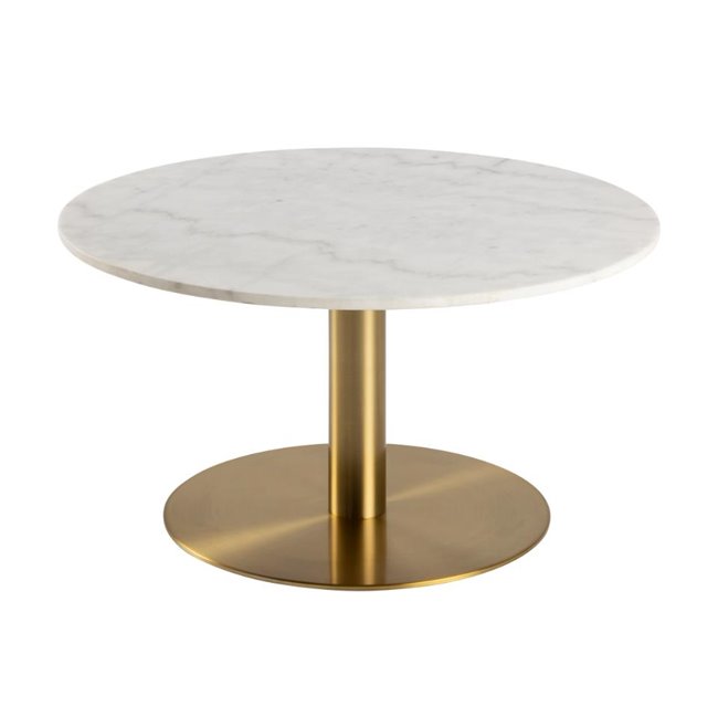 Coffee table Acorby, brass/white, marble, H45cm, D80cm