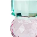 Crystal candleholder, pink/mint,  H10.5cm, D6cm