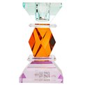 Crystal candleholder, violet/amber/mint, H11x5.8x5.8cm