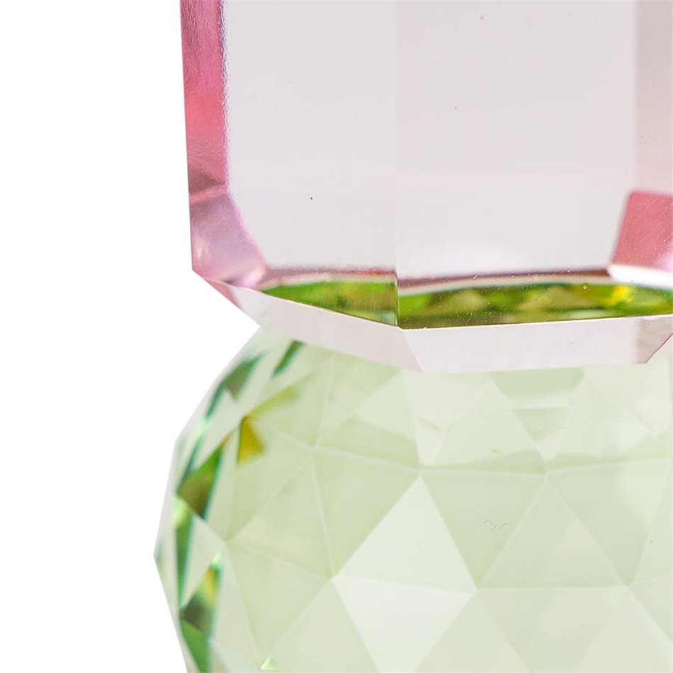 Crystal candleholder, mint/pink, H10.5cm, D6cm