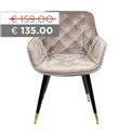 Chair Sarebourg, light grey colour, H-80x60x60cm, seat H-45cm