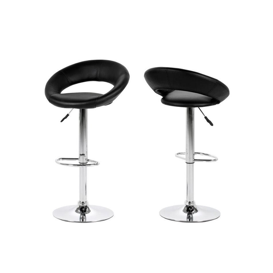 Барный стул Aplump, комплект из 2 шт., искусственная кожа, черный, H100x56x50cm