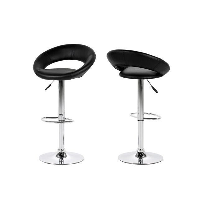 Bar stool Aplump, set of 2 pcs, artificial leather, black, H100x56x50cm